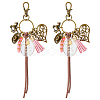 2Pcs Horse Theme Alloy & Glass & Acrylic Pendant Decorations HJEW-FH00082-1