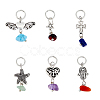 6 Sets 6 Styles Chakra Natural & Synthetic Mixed Stone Chips Alloy Pendants FIND-FH0006-29-1