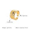 304 Stainless Steel Rhinestone Cuff Open Rings for Women CV9797-1-4