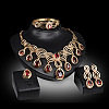 Teardrop Alloy Rhinestone Pendant Necklaces & Stud Dangle Earrings & Bangles & Rings Sets FS-WGBA23F-01-1