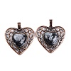 Natural Snowflake Obsidian Peach Love Heart Pendants G-G158-01-03-1