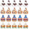 40Pcs 4 Style Single Face Printed Basswood Big Pendants WOOD-OC0002-66-1