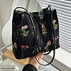 Flower Printed Polyester Women's Tote Bags PW-WG102BE-01-2