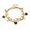 Resin Heart and Round Ball Charm Multi-strand Bracelet BJEW-G639-28G-1