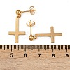 Christian Upside Down Cross 201 Stainless Steel Dangle Stud Earrings LS-EJEW-P314-01A-G-5