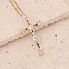 Brass Micro Pave Cubic Zirconia Cross Pendant Necklaces FS-WG7675B-06-1