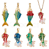 7Pcs 7 Styes Brass Rhinestone Pendants KK-AR0004-81-1