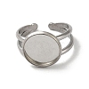 Non-Tarnish 304 Stainless Steel Cuff Ring Settings STAS-E202-02C-P-3