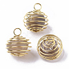 Iron Wrap-around Spiral Bead Cage Pendants IFIN-R239-08G-1