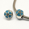 Alloy Enamel Flower Large Hole Style European Beads MPDL-R036-51-2