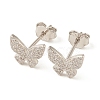 Clear Cubic Zirconia Butterfly Stud Earrings EJEW-G351-01P-1