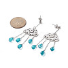 Long Chain with Transparent Glass Beads Dangle Stud Earrings EJEW-JE05245-5