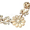 Alloy Crystal Rhinestone Flower Pendant Round Imitation Pearl Double Layer Necklaces for Women FS-WG4730C-01-5