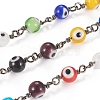 3.28 Feet Handmade Evil Eye Lampwork Round Beaded Chains X-CHC-G009-B-B04-2