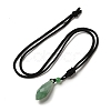 Cone Natural Green Aventurine Pendant Necklace with Nylon Rope for Women G-H286-08G-2