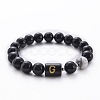 10MM Natural Black Onyx(Dyed & Heated) and Howlite Beaded Stretch Bracelets RH2290-7-1