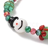 Christmas Tree & Snowman & Gift Box Lampwork & Glass Stretch Bracelets for Women BJEW-TA00258-4