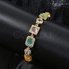Brass Micro Pave Clear Cubic Zirconia Link Chain Bracelets for Women BJEW-C156-03G-1