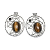 Natural Tiger Eye Oval Pendants G-Q165-03AS-02-1