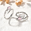 Oval Brass Cat Eye Cuff Rings for Women RJEW-U042-01P-02-1