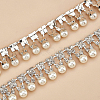 Brass & ABS Imitation Pearl & Rhinestone Cup Chains CHC-BC0001-21-3