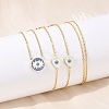 304 Stainless Steel Blue & White Enamel Evil Eye Link Chain Long Necklaces NJEW-V001-02G-2