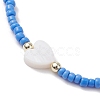 5Pcs 5 Colors Natural Shell Heart & Seed Braided Bead Bracelets Set BJEW-JB10039-01-4