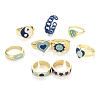 9Pcs 9 Style Alloy Enamel Signet Finger Rings and Cuff Rings Set RJEW-LS0001-58-4