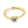 Rack Plating Brass Micro Pave Cubic Zirconia Adjustable Rings RJEW-H228-02G-01-2