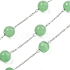 304 Stainless Steel with Glass Cat Eye Link Chains CHS-G038-08P-01-1