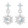 Brass Micro Pave Cubic Zirconia Stud Dangle Earrings for Women WGC617F-01-1