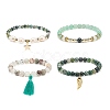 4Pcs 4 Style Natural & Synthetic Mixed Gemstone & Pearl Stretch Bracelets Set BJEW-JB08887-4