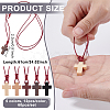 60Pcs 5 Colors Wood Cross Pendant Waxed Polyester Cord Necklaces NJEW-NB00011-2