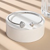 Clear Cubic Zirconia Open Cuff Bangle BJEW-G737-01P-01-3