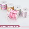 5 Rolls 5 Colors Segment Dyed Nylon Rattail Satin Cords NWIR-FH0001-04B-3