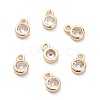 Brass Micro Pave Clear Cubic Zirconia Charms Pendants ZIRC-K086-23LG-2