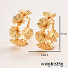 Luxurious Brass Flower Hoop Earrings NZ6033-5