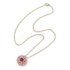 Natural Amethyst & Glass Seed Beaded Flat Round Pendant 304 Stainless Steel Cable Chain Necklaces NJEW-MZ00129-03-4