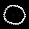 Natural White Jade Round Beaded Stretch Bracelets BJEW-F202-06-01-2