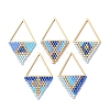 5Pcs 5 Styles Glass Seed Bead & 304 Stainless Steel Pendants PALLOY-MZ01309-1