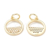 Brass Micro Pave Clear Cubic Zirconia Charms ZIRC-B010-33G-2