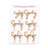 6Pairs PVD Vacuum Plating 201 Stainless Steel Feather Dangle Hoop Earrings with 304 Stainless Steel Pin for Women EJEW-F280-02G-3