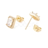 Clear Cubic Zirconia Rectangle Stud Earrings EJEW-F282-30G-2