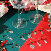 12Pcs Christmas Theme Tibetan Style Alloy & Glass Pendants Wine Glass Charms AJEW-SC0002-02-4