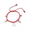 Heart Envelope Rose Alloy Enamel Charm Bracelet BJEW-JB08682-02-1