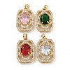 Brass Micro Pave Clear Cubic Zirconia Pendants KK-P263-25KCG-1