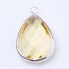 Silver Color Plated Brass Glass Teardrop Pendants GLAA-M006-A-18S-2