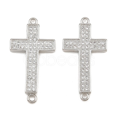 Brass Micro Pave Clear Cubic Zirconia Connector Charms CU-CBADC6C-07P-1