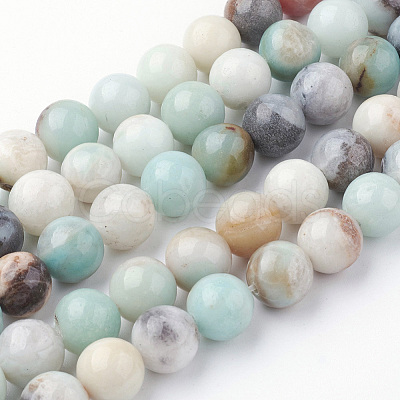 Natural Flower Amazonite Bead Strands G-G735-61-10mm-1