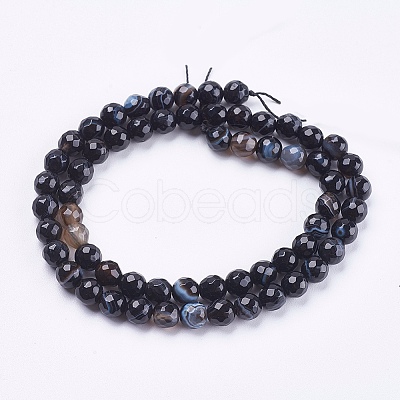 Natural Striped Agate/Banded Agate Beads Strands G-P364-11-6mm-1